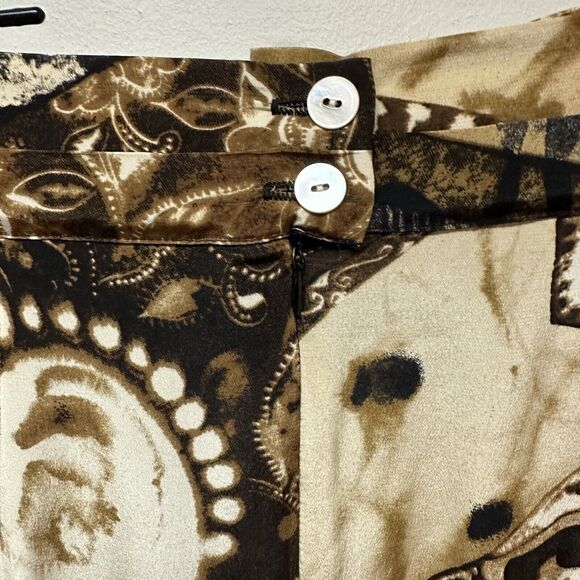 Max Mara Pura Seta 100% Silk Baroque Faux Wrap Pencil Skirt 27" Waist Made Italy - Picture 6 of 9